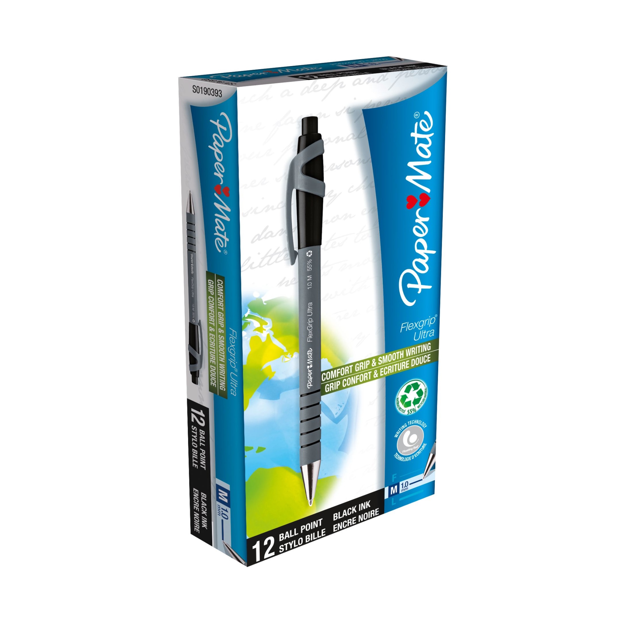 FlexGrip Ultra RT Negro Bolígrafo de punta retráctil con pulsador Medio 1 pieza(s) S0190393