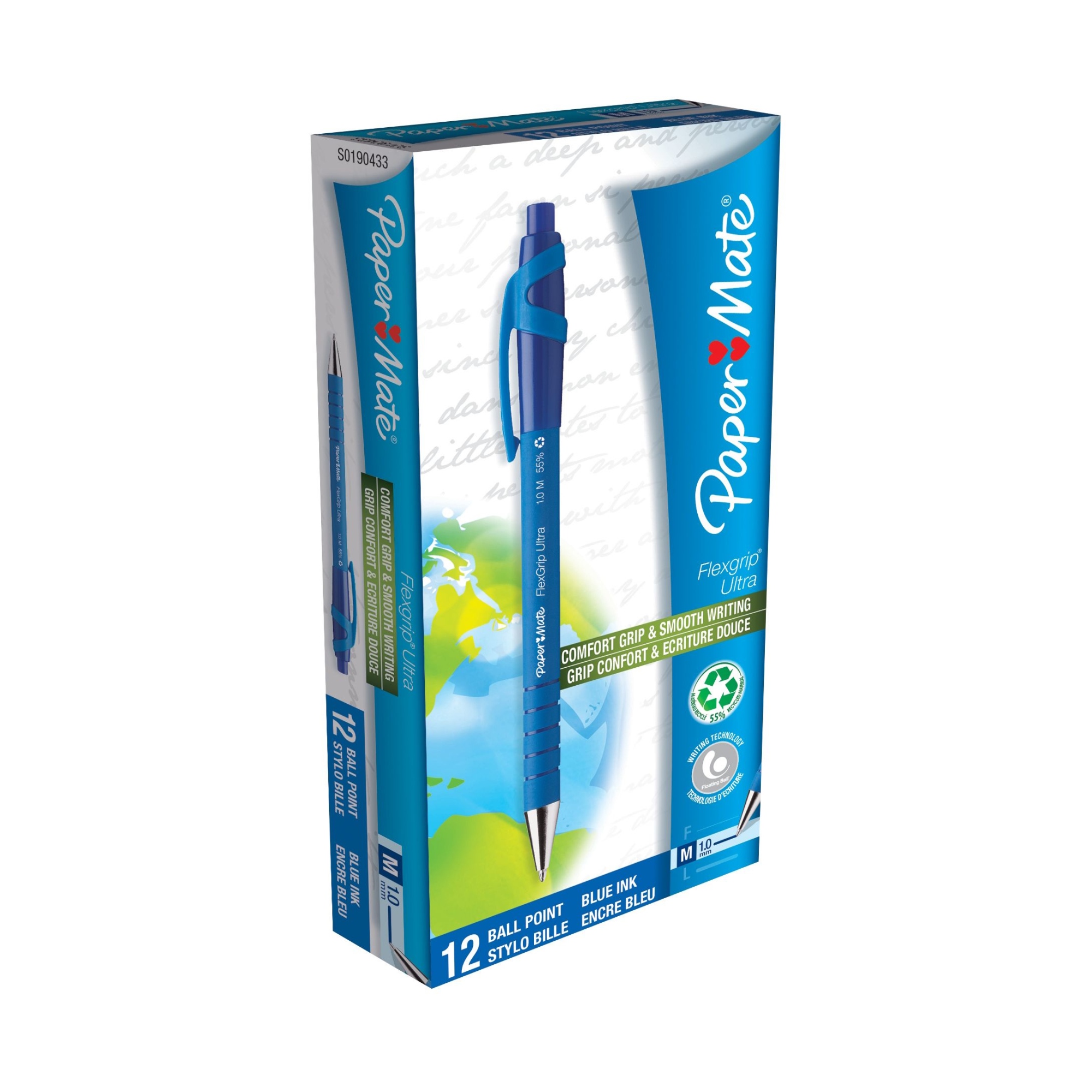 FlexGrip Ultra RT Azul Bolígrafo de punta retráctil con pulsador Medio 1 pieza(s) S0190433