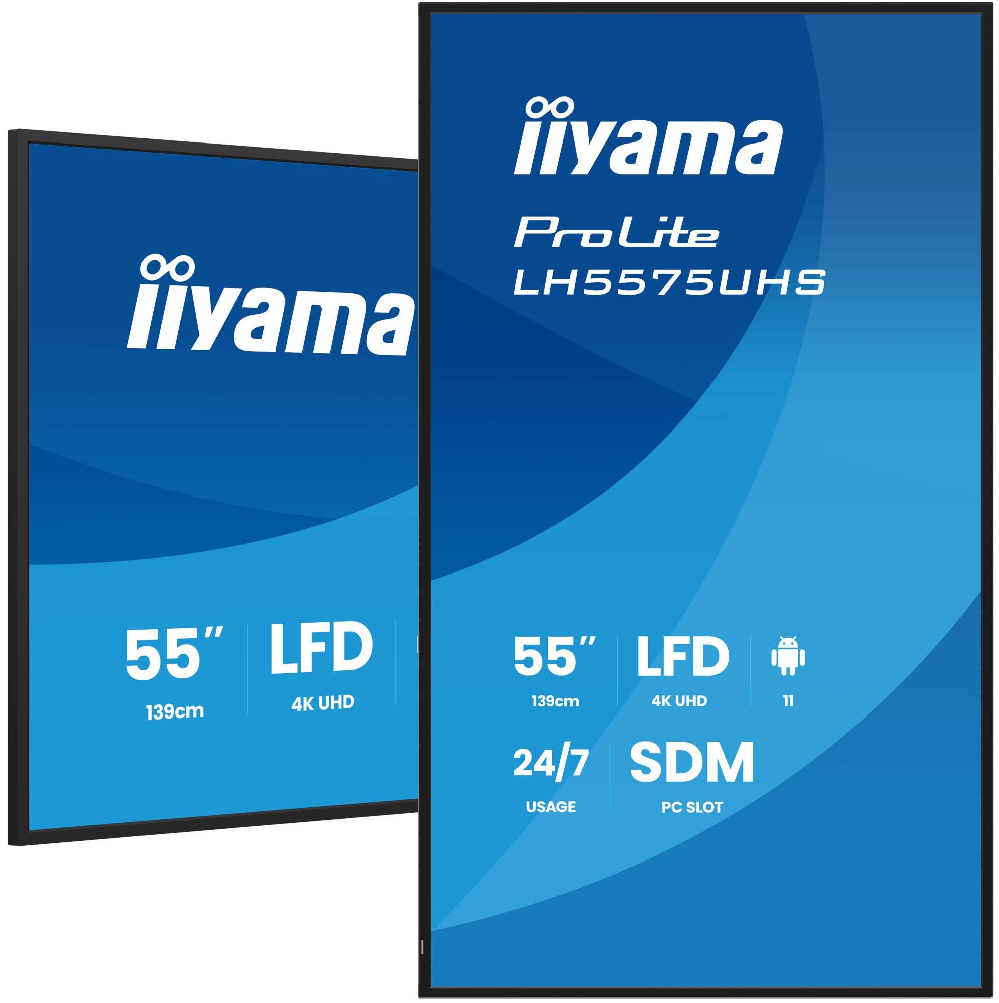 LH5575UHS-B2AG pantalla de señalización Pantalla plana para señalización digital 138,7 cm (54.6") LCD Wifi 500 cd / m² 4K Ultra HD Negro Procesador incorporado Android 11 24/7