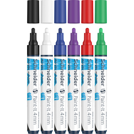 Paint-It marcador 6 pieza(s) Punta redonda Negro, Azul, Verde, Púrpura, Rojo, Blanco