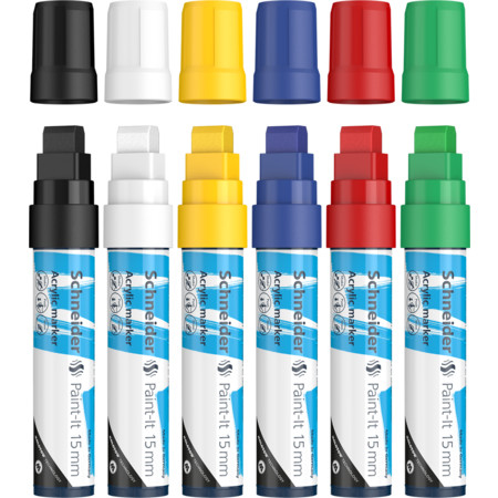 Paint-It marcador 6 pieza(s) Grueso Negro, Azul, Verde, Rojo, Blanco, Amarillo