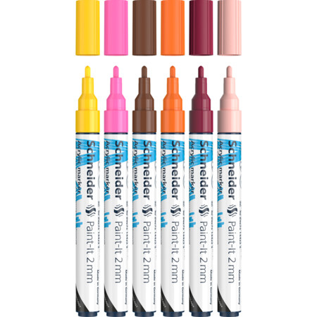 Paint-It marcador 6 pieza(s) Punta redonda Beige, Burdeos, Marrón, Naranja, Rosa, Amarillo