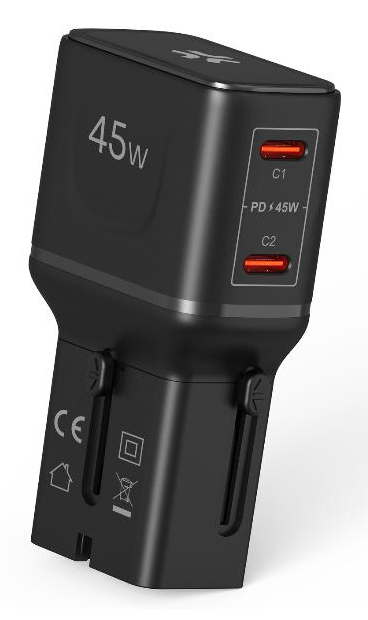 MULTIPLUGSL45W cargador de dispositivo móvil Auriculares, Smartphone, Tableta Negro Corriente alterna Carga rápida Interior
