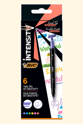 Intensity Dual Tip marcador 6 pieza(s) Punta de cincel/fina Azul, Verde, Melocotón, Rosa, Violeta, Amarillo