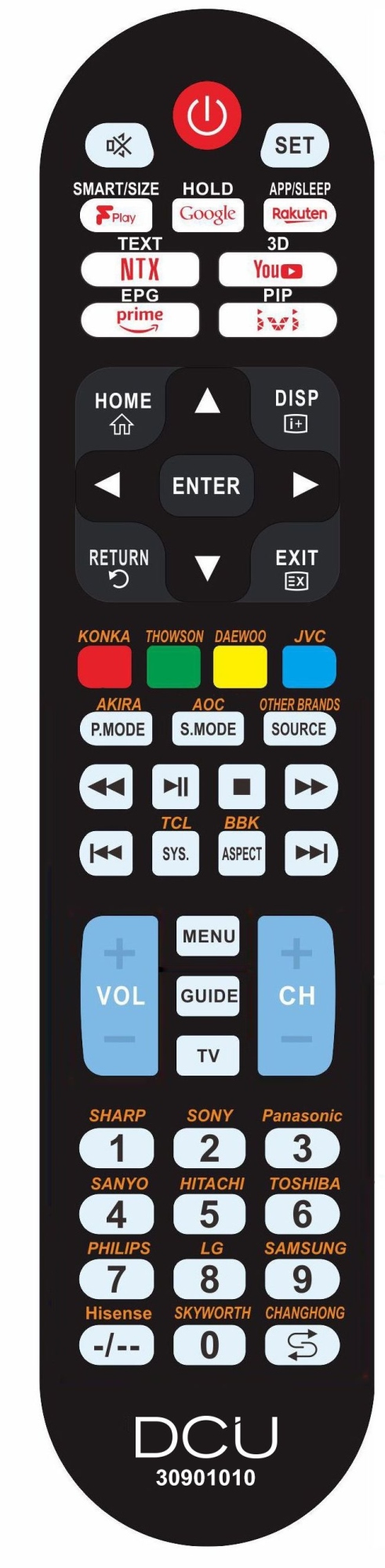 30901010 mando a distancia IR inalámbrico TV Botones