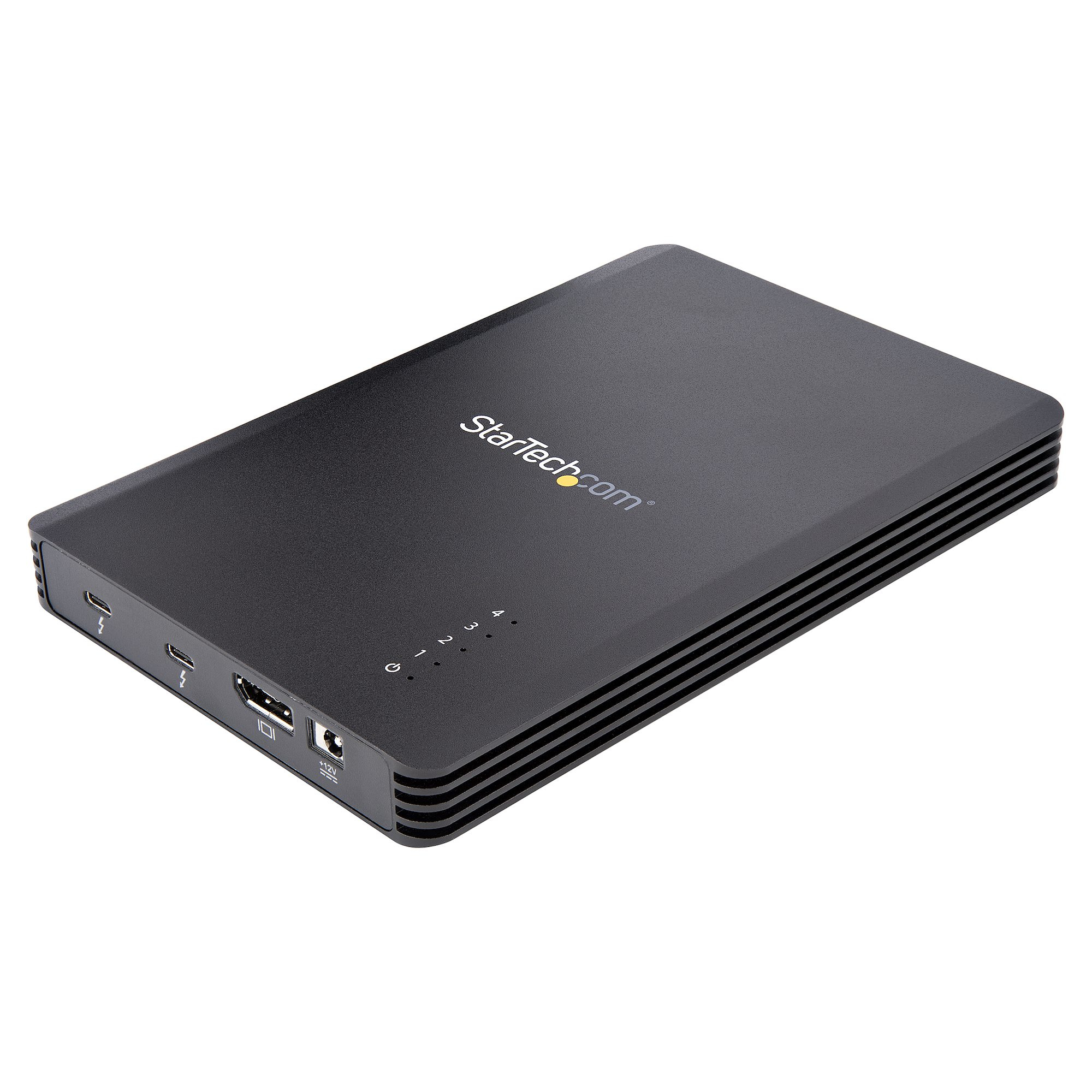Caja Thunderbolt 3&trade de 4 Bahías NVMe M.2 para SSD, con 1 Puerto de Vídeo DisplayPort y 2 Thunderbolt 3, 40gbps, con Fuente de Poder de 72W, Caja Externa para Disco Duro