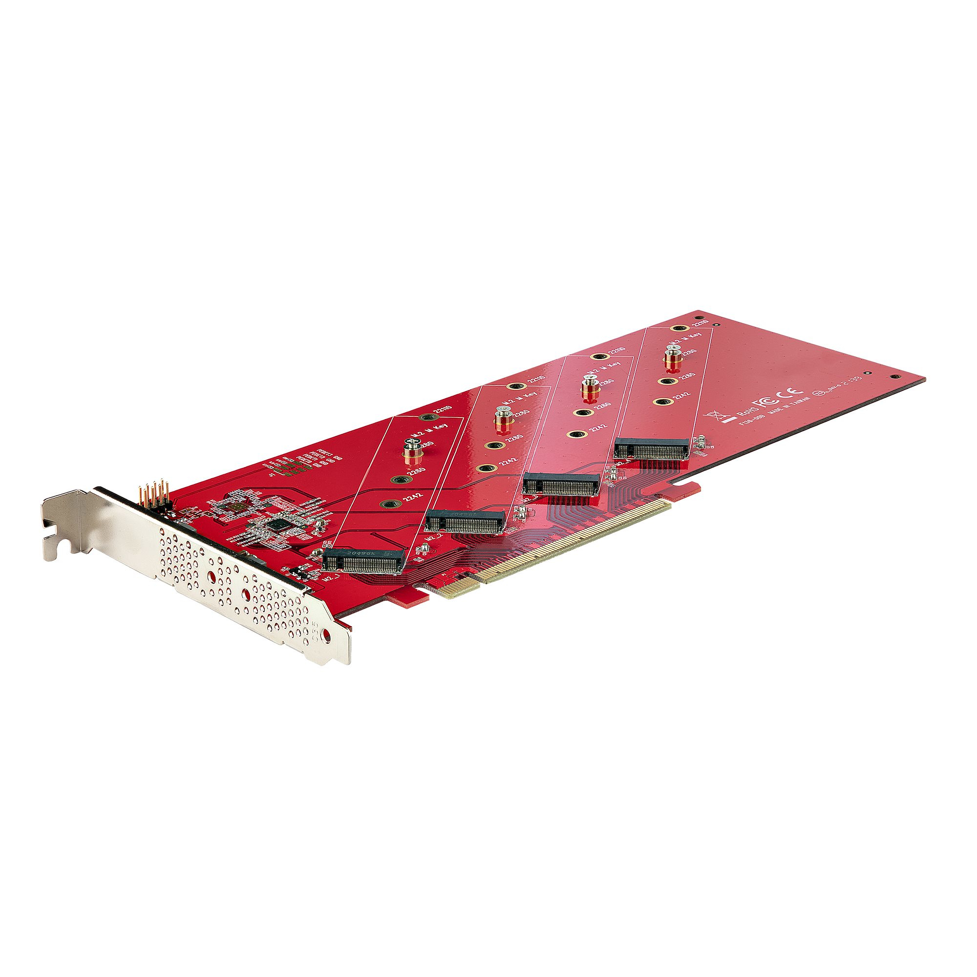 Tarjeta PCIe Adaptadora de 4x M.2, PCIe x16 a 4 NVMe o SSDs M.2 AHCI, PCI Express 4.0, 7,8Gbps por Unidad, Requiere Bifurcación, Compatible con Windows y Linux
