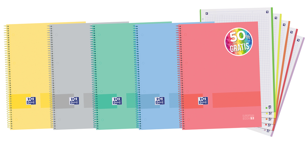 400161736 cuaderno y block A4+ 120 hojas Azul, Gris, Color menta, Rosa, Amarillo