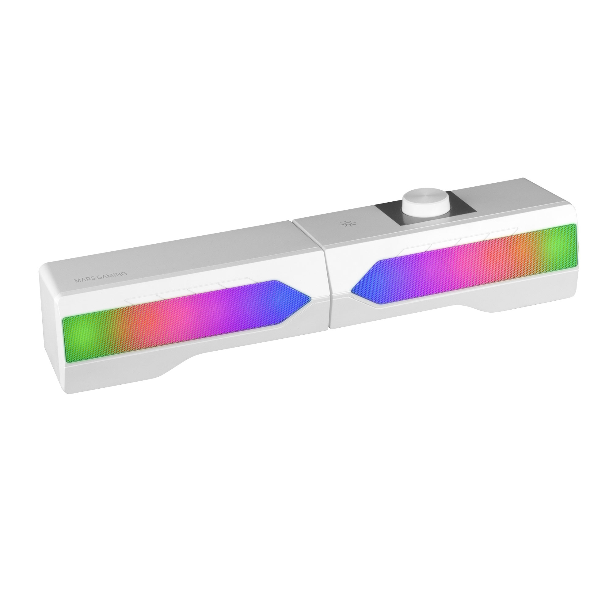 ALTAVOZ BLUETOOTH MSDUO WHITE 2 EN 1 CONVERTIBLE EN SOBREMESA 2.0 O SOUNDBAR BT 5.0 ILUMINACION RGB