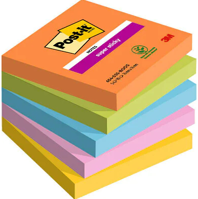 7100258933 nota autoadhesiva Plaza Azul, Verde, Naranja, Rosa, Amarillo 90 hojas Autoadhesivo
