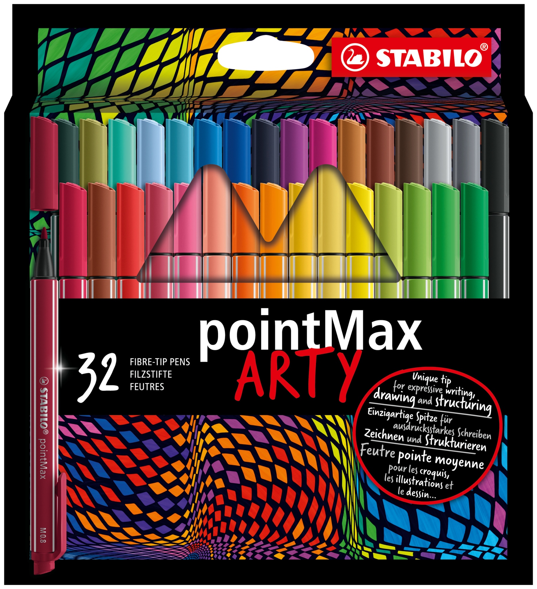 pointMax rotulador de punta fina Medio Multicolor 32 pieza(s)