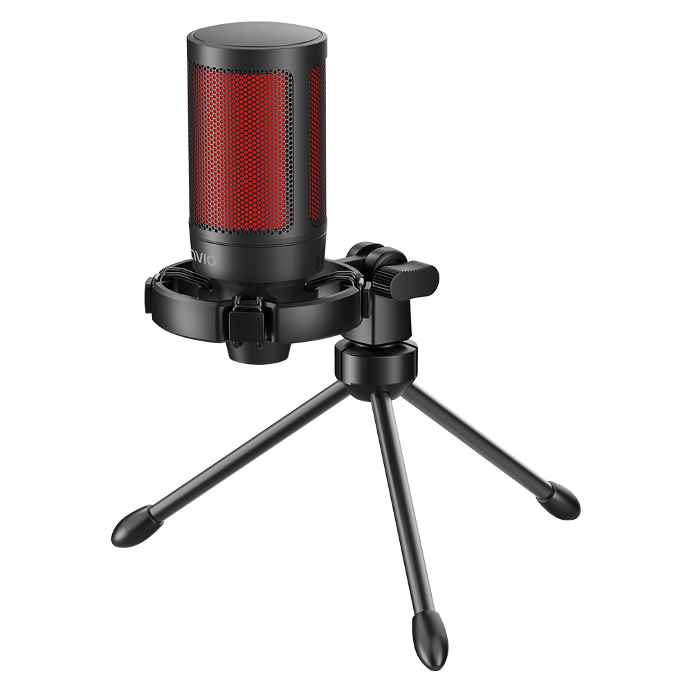 wired gaming microphone with backlight tripod USB SONAR PRO Negro, Rojo Micrófono para videoconsola