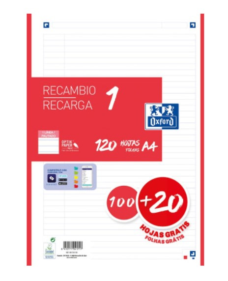 400158166 papel de cuaderno 210 x 297 mm (A4) 120 hojas