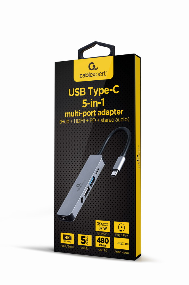 A-CM-COMBO5-02 base para portátil y replicador de puertos Alámbrico USB 3.2 Gen 1 (3.1 Gen 1) Type-C Plata