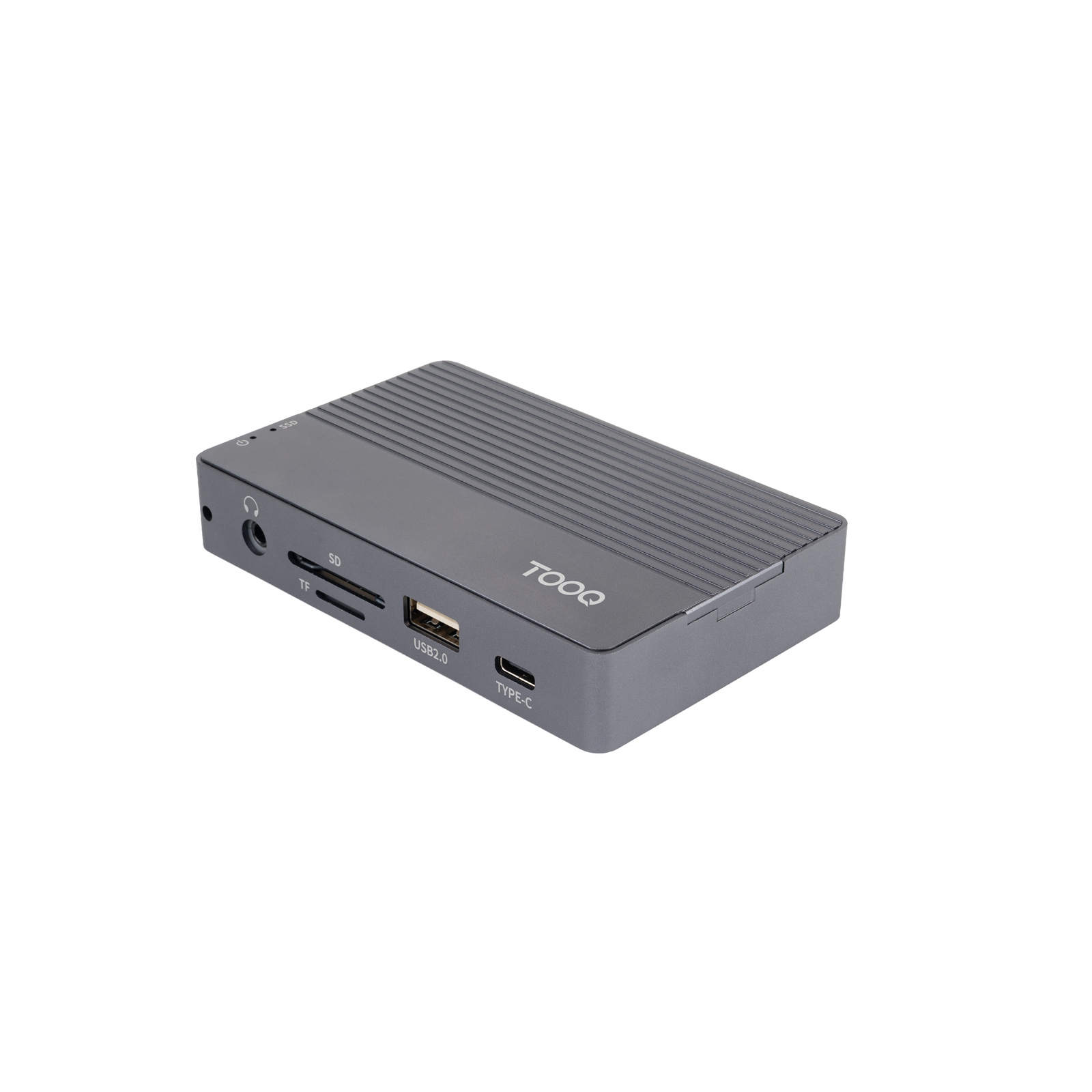 Caja externa para SSD M.2 NVMe/SATA + HUB USB-C 3.2 Gen2 con 2x USB-A 3.1 + 1x USB-A 2.0 + USB-C 3.2 Gen2 + HDMI 2.0 + RJ45 + SD/TF + AUDIO + USB-C PD 100W, Gris
