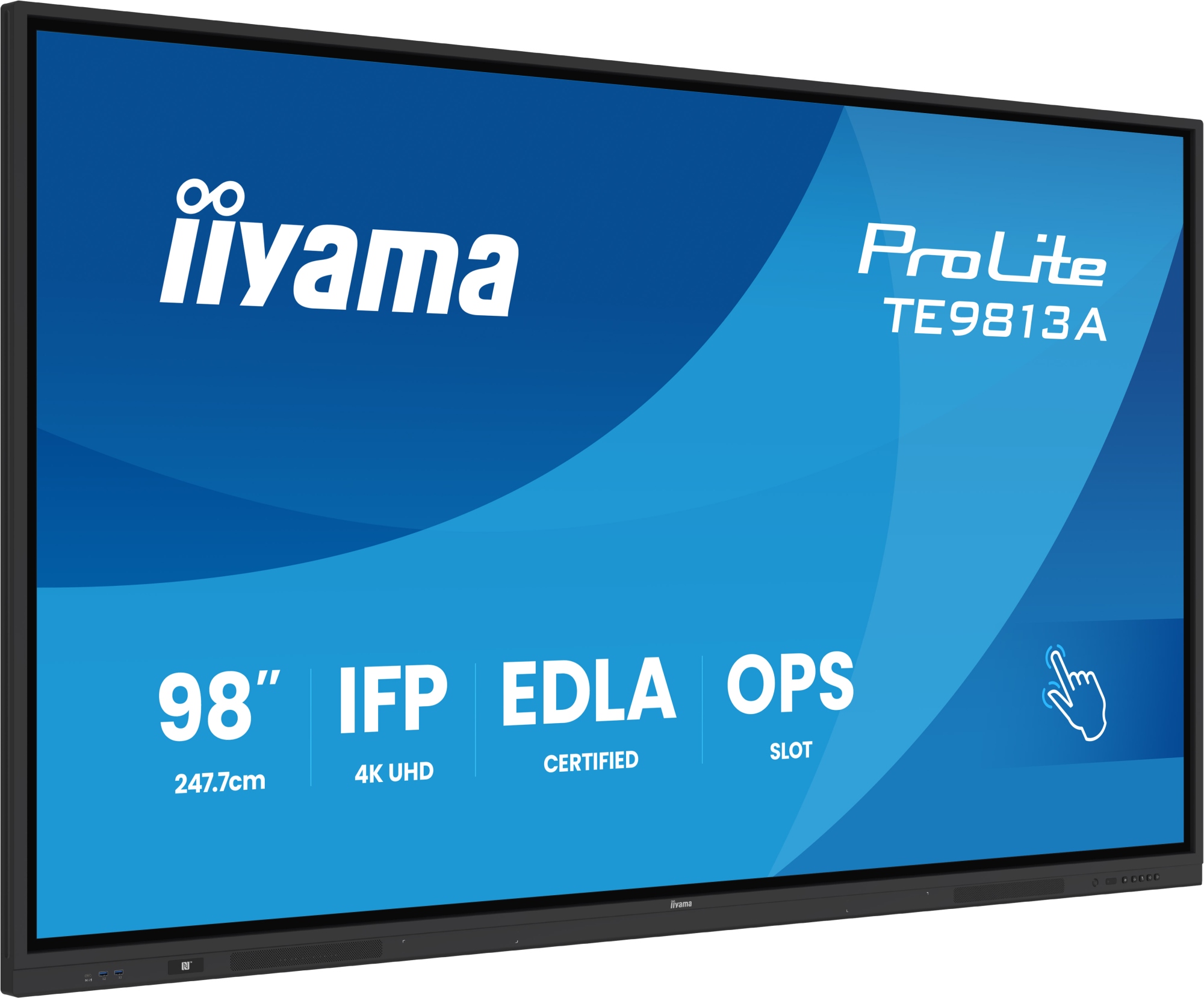 TE9813A-B2AG pantalla de señalización Diseño de quiosco 2,48 m (97.5") Wifi 500 cd / m² 4K Ultra HD Negro Pantalla táctil Procesador incorporado Android 24/7