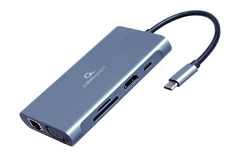 A-CM-COMBO7-01 base para portátil y replicador de puertos USB 3.2 Gen 1 (3.1 Gen 1) Type-A Gris