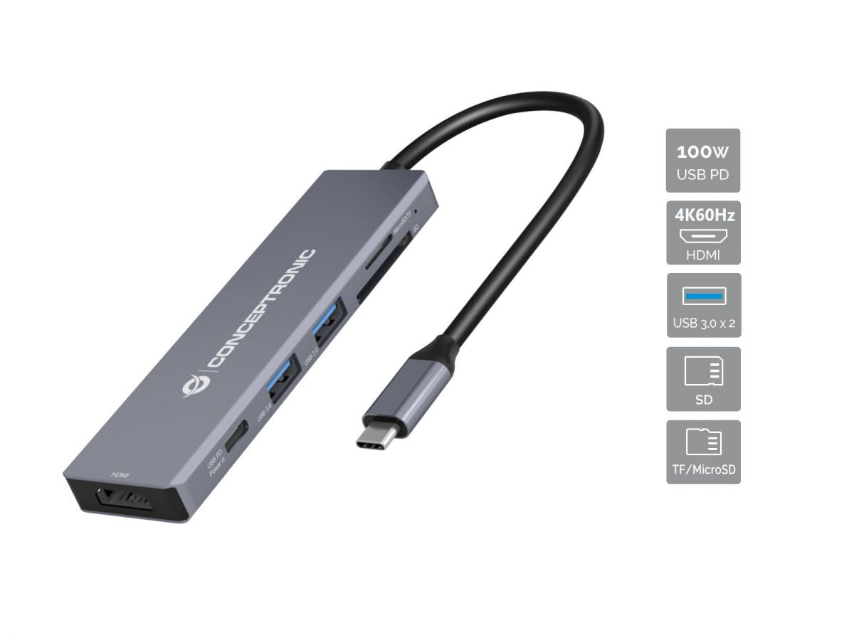DONN23G base para portátil y replicador de puertos Alámbrico USB 3.2 Gen 1 (3.1 Gen 1) Type-C Gris