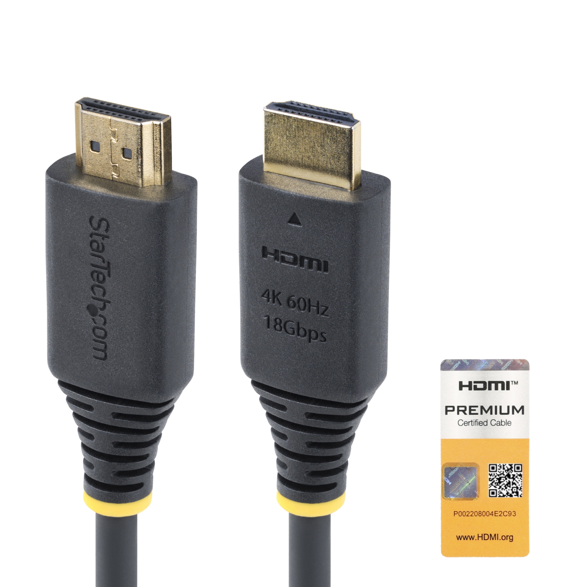Cable HDMI Certificado Premium de Alta Velocidad de 2m - 4K 60Hz - 144Hz - UHD - HDR10/HDCP 2.2/ARC - 18Gbps - Cable HDMI 2.0 para Monitor o TV - Recubrimiento TPE