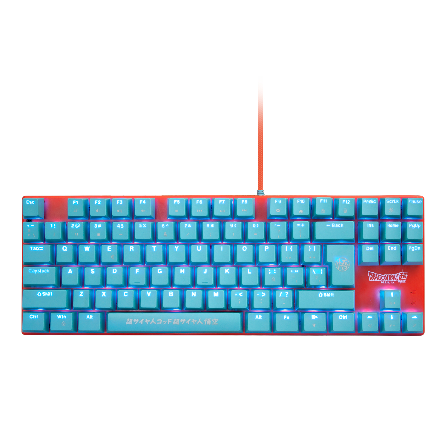 Dragon Ball Super teclado Juego USB QWERTY Azul, Naranja
