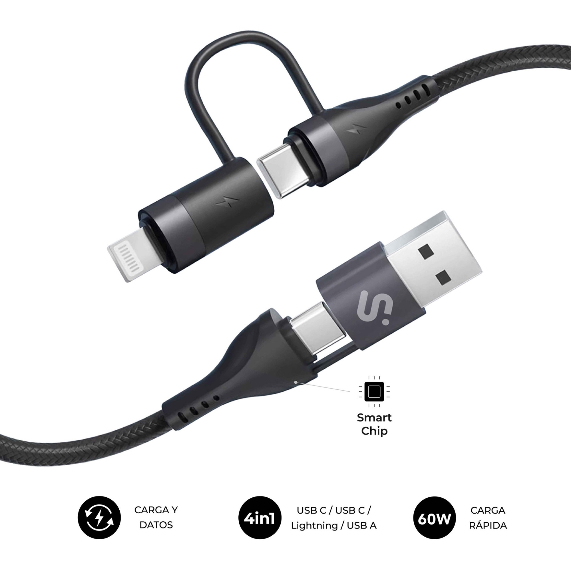 CABLE TOP 4IN1 60W C-C-L-A 1m