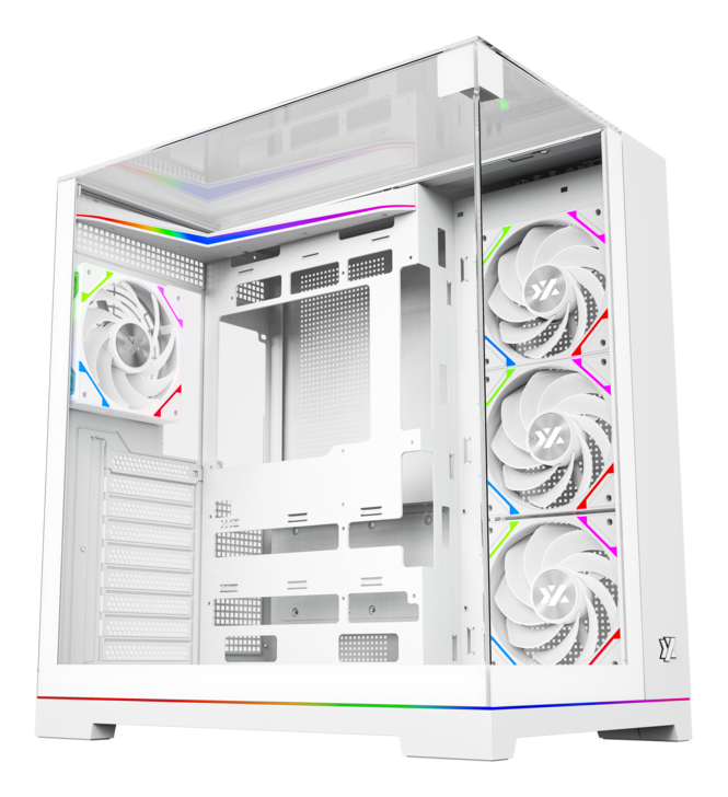 TESSERACT A-RGB, TORRE GAMING, 4x VENTILADORES, 3D ULTRA-PANORAMICO,BTF, TYPO C, ATX, BANCA