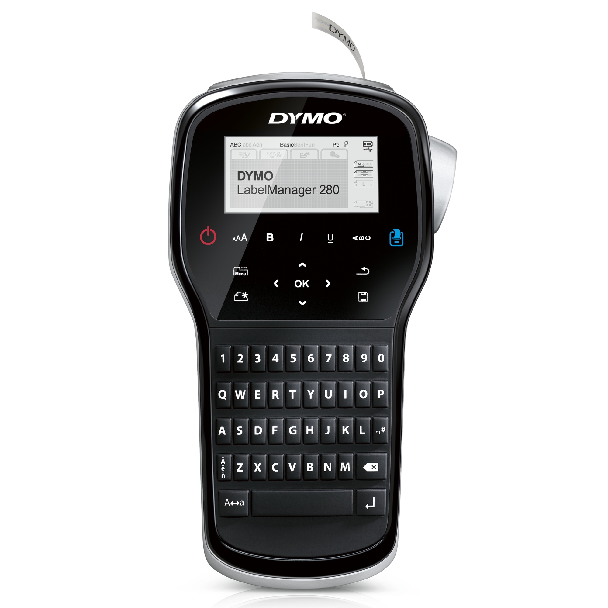 LabelManager Etiquetadora | Impresora de etiquetas portátil recargable con teclado QWERTY | Incluye cinta de etiquetas D1 en blanco y negro (12 mm) | Para el hogar y la oficina (enchufe UE)