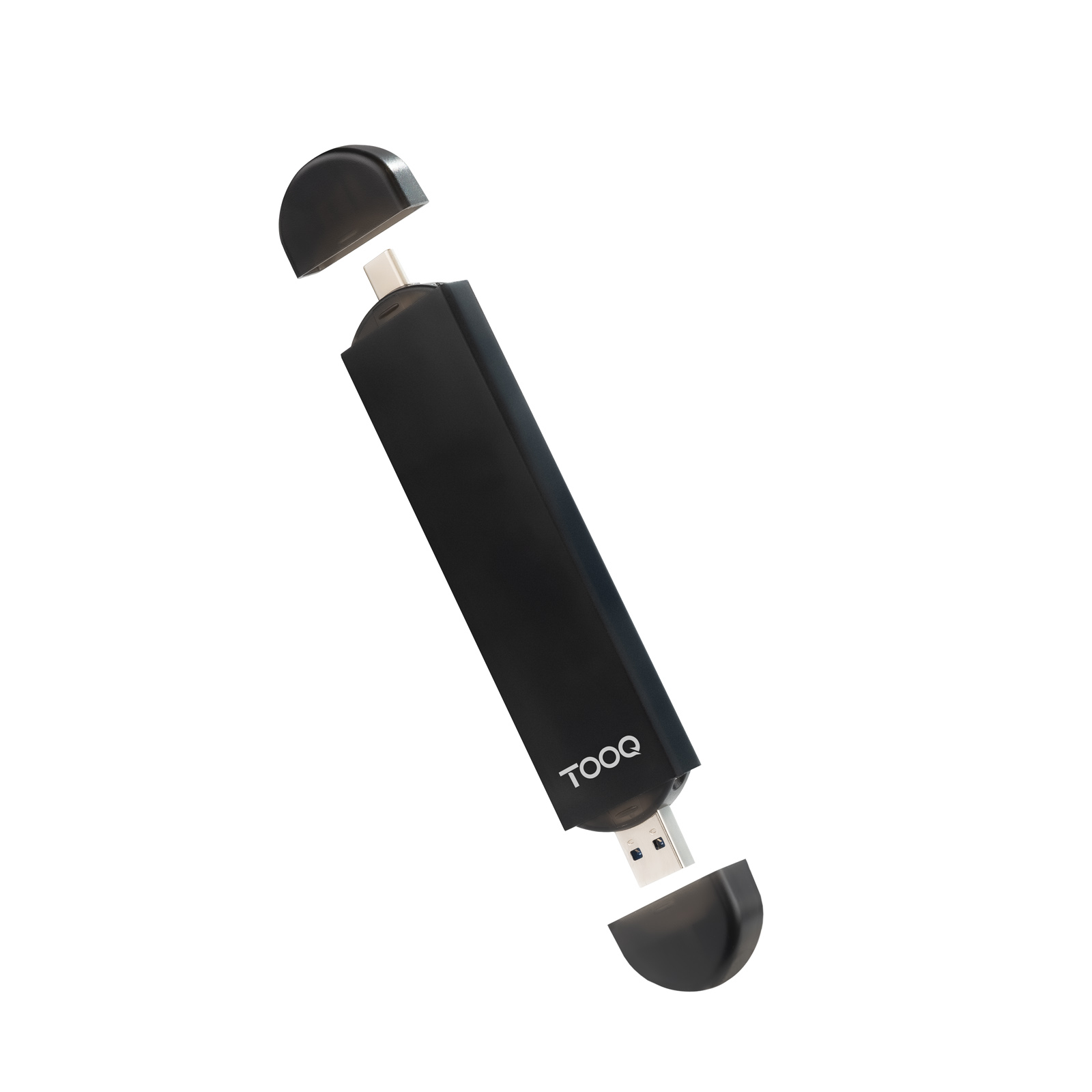 Caja Externa USB-C/M + USB-A/M para SSD M.2 NGFF/NVMe, Negra