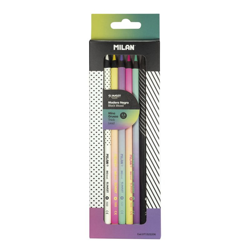 071522206 lápiz de color Negro, Verde, Lila, Rosa, Blanco, Amarillo 6 pieza(s)