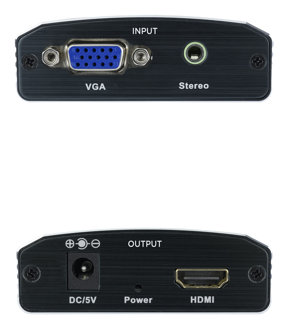 Conversor SVGA+Audio a HDMI con Alimentación, SVGA/H+Jack 3.5/H-HDMI A/H, Negro