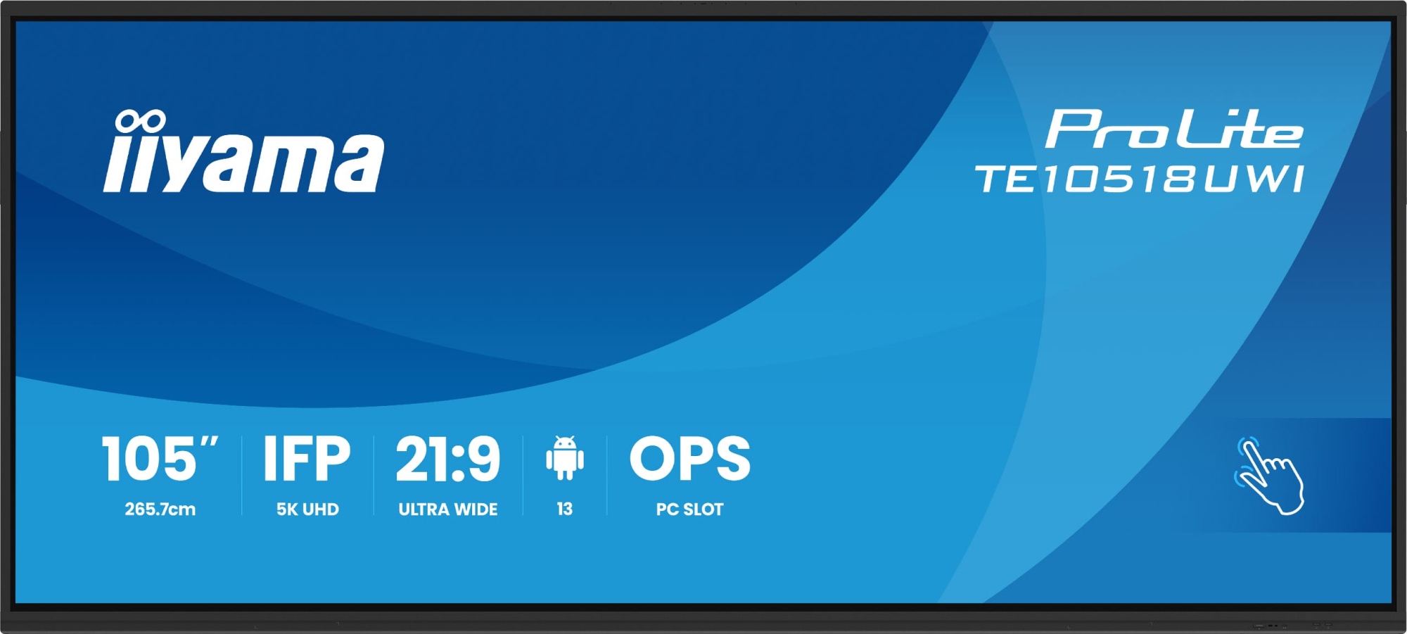 TE10518UWI-B1AG pantalla de señalización Diseño de quiosco 2,66 m (104.6") LED Wifi 450 cd / m² 5K Ultra HD Negro Pantalla táctil Procesador incorporado Android 16/7