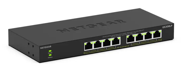 GS308LP No administrado Gigabit Ethernet (10/100/1000) Energía sobre Ethernet (PoE) Escritorio Negro