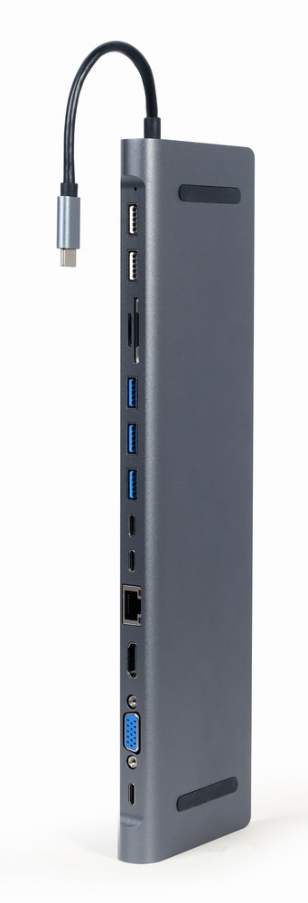 A-CM-COMBO9-01 base para portátil y replicador de puertos USB 3.2 Gen 1 (3.1 Gen 1) Type-C Gris