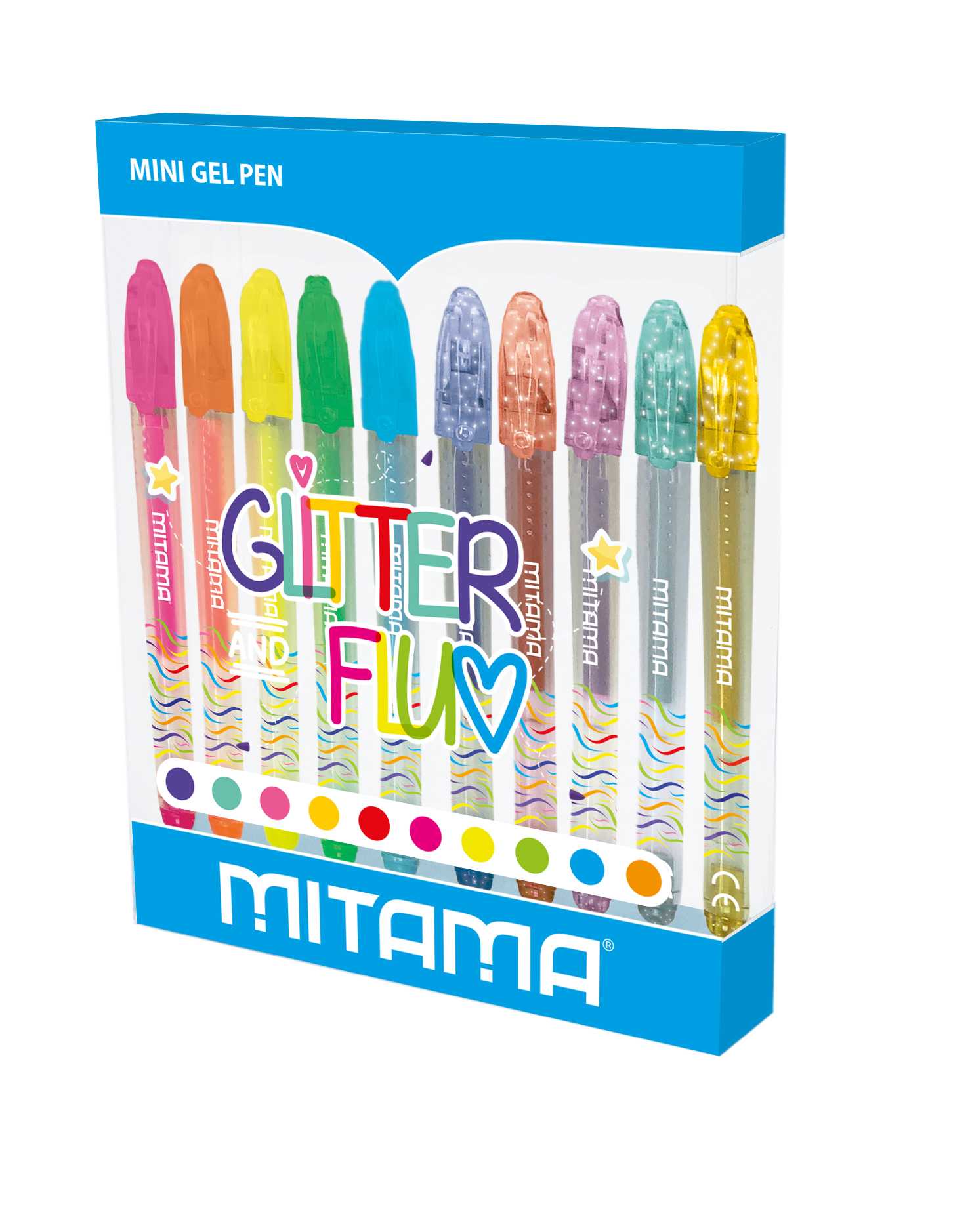 Penne mini gel glitter e fluo pz 10 Bolígrafo de gel con tapa Multicolor 10 pieza(s)