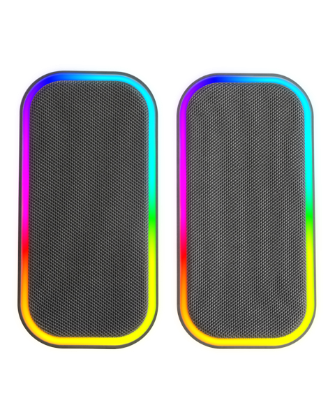 MS-OM, Altavoces Gaming 20W, Iluminación Dinámica RGB, Altavoces Bluetooth 5.3 + AUX-IN, Caja de Control de Volumen, Chipset DSP Personalizado, Compatibilidad Universal, Negro