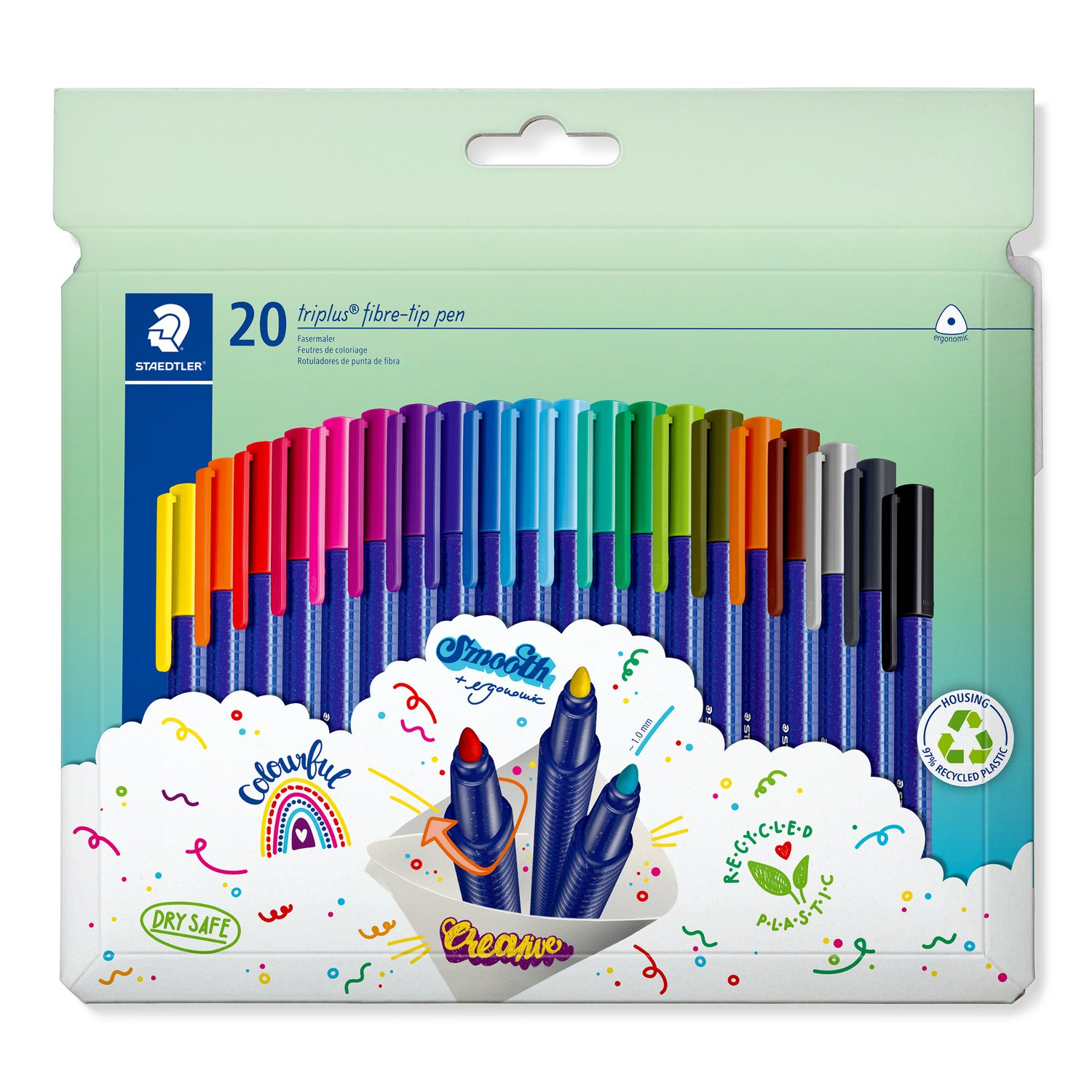 323 C20 rotulador de punta fina Negro, Azul, Marrón, Cian, Gris Oscuro, Azul "Duck blue", Verde, Azul claro, Verde claro, Gris claro, Lila, Naranja, Rosa, Rojo, Violeta, Amarillo