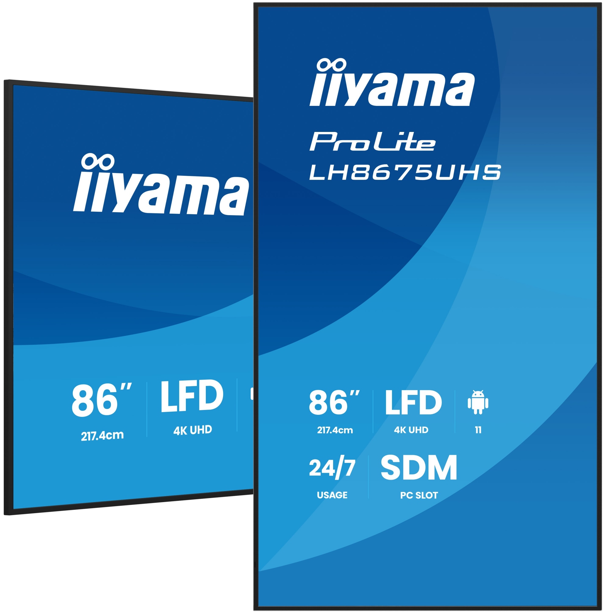 LH8675UHS-B2AG pantalla de señalización Pantalla plana para señalización digital 2,17 m (85.6") LCD Wifi 500 cd / m² 4K Ultra HD Negro Procesador incorporado Android 11 24/7