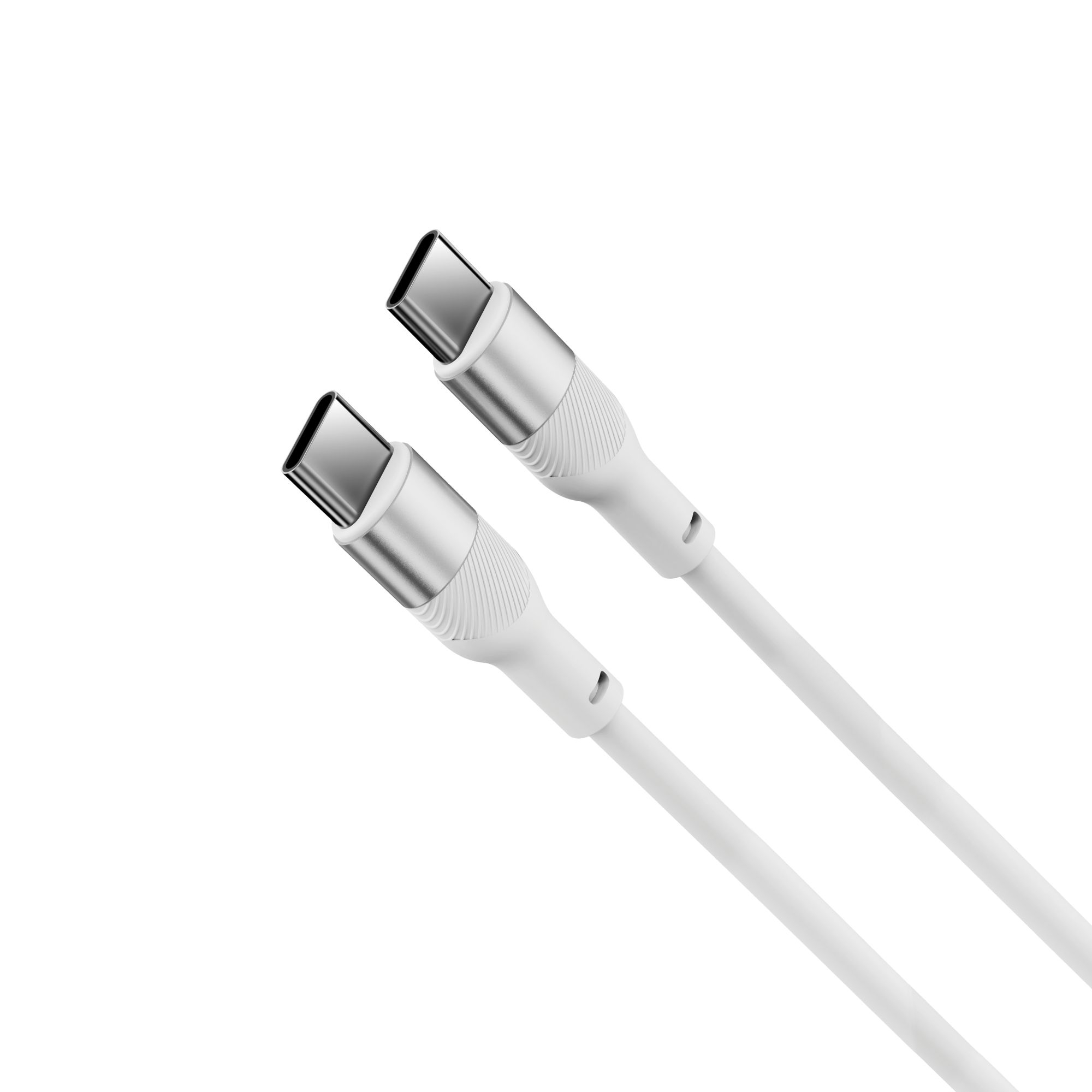 Cable de carga y datos , 1m, USB-C a USB-C, Carga ultrarrápida 60W, Silicona, Puertos Aleación de aluminio, Blanco