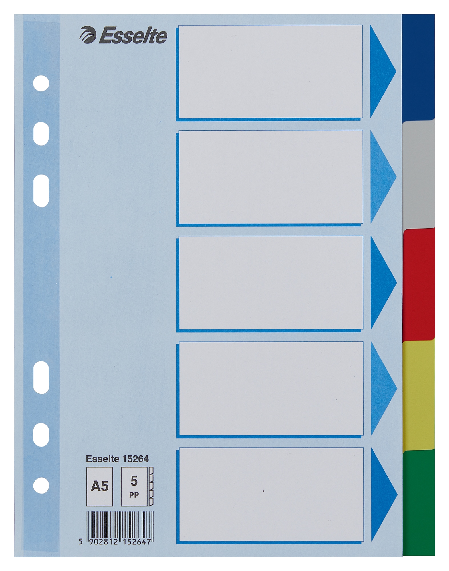 15264 lengüeta de índice Separador en blanco con pestaña Polipropileno (PP) Azul