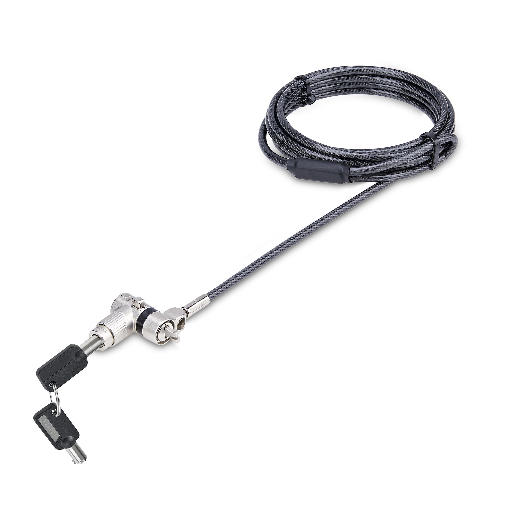 Cable de 2m Universal de Seguridad para Ordenador Portátil - Cable de Bloqueo Compatible con Noble Wedge/Nano/K-Slot - con Cerradura - Antirrobo - Anticorte