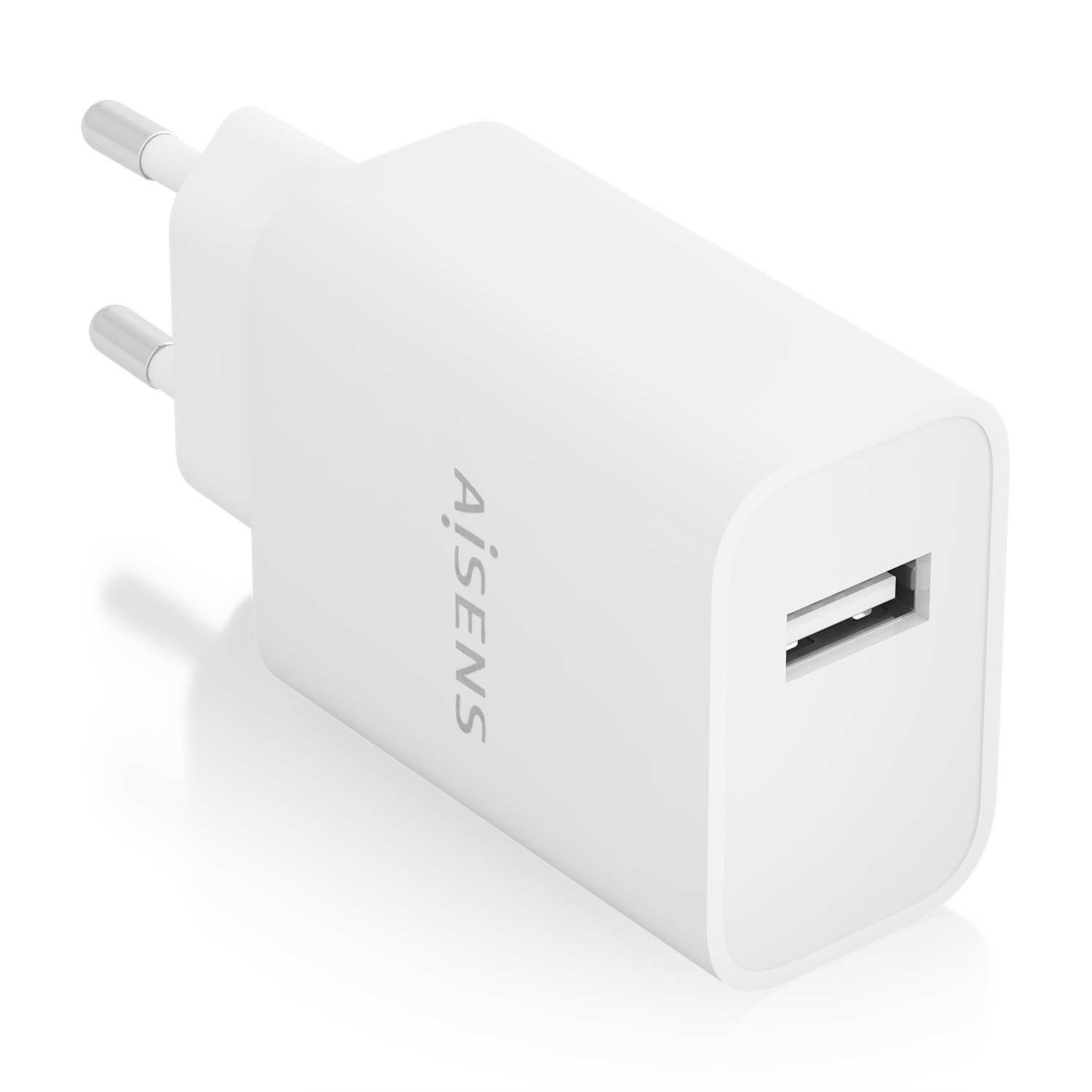 Cargador USB 10W alta eficiencia, 5V/2A, Blanco