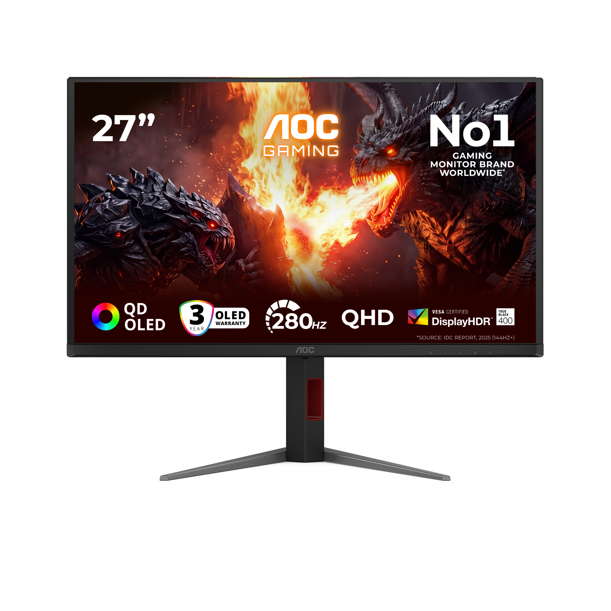 G4 Q27G4ZD pantalla para PC 67,3 cm (26.5") 2560 x 1440 Pixeles Quad HD QD-OLED Negro, Rojo