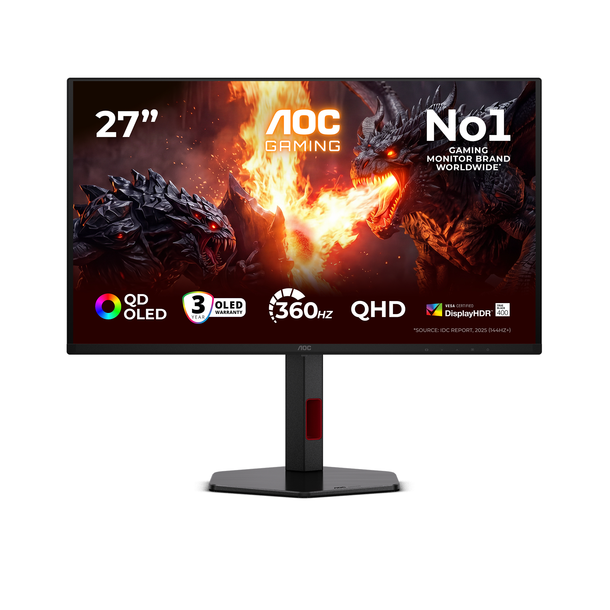 G4 Q27G4SDR pantalla para PC 67,3 cm (26.5") 2560 x 1440 Pixeles Quad HD QD-OLED Negro, Rojo