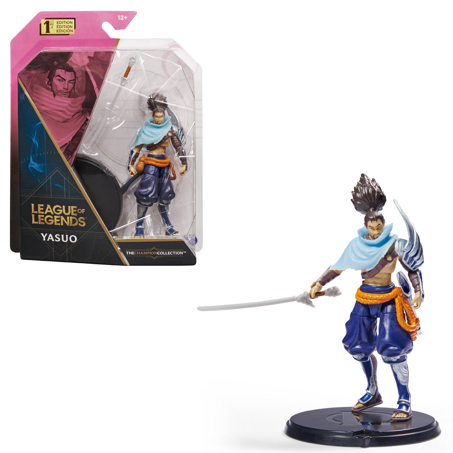 League of Legends League of Legends, figura coleccionable de Yasuo de 10,2 cm con detalles de gran calidad y un accesorio de espada, Colección de campeones, edición de coleccionista, a partir de 12 años