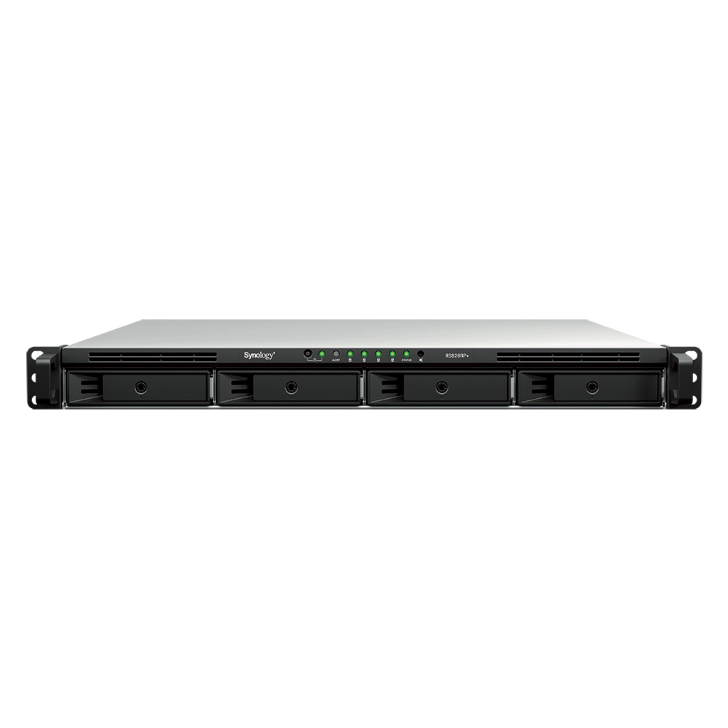 RackStation RS826RP+ servidor de almacenamiento NAS Bastidor (1U) AMD Ryzen V1500B 4 GB DDR4 0 TB DiskStation Manager Negro, Gris