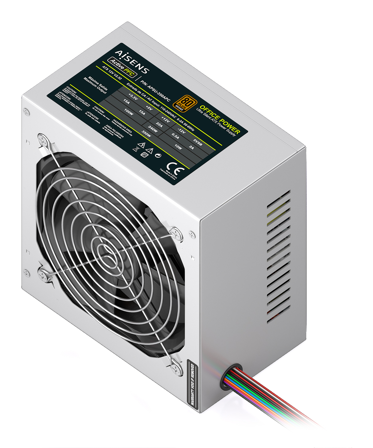 Fuente Alimentacion ATX 350W APFC 80 Bronze, Plata