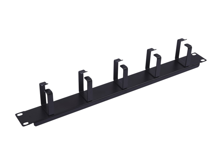Panel de gestión de cables de 19" 1U con 5 soportes de metal, Negro