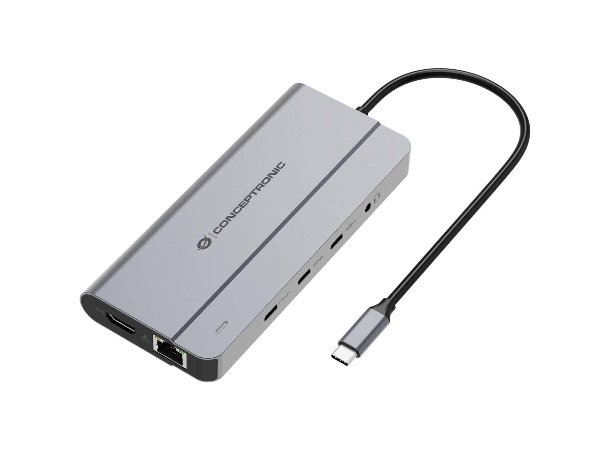 DONN34G base para portátil y replicador de puertos Alámbrico USB 3.2 Gen 2 (3.1 Gen 2) Type-C Gris