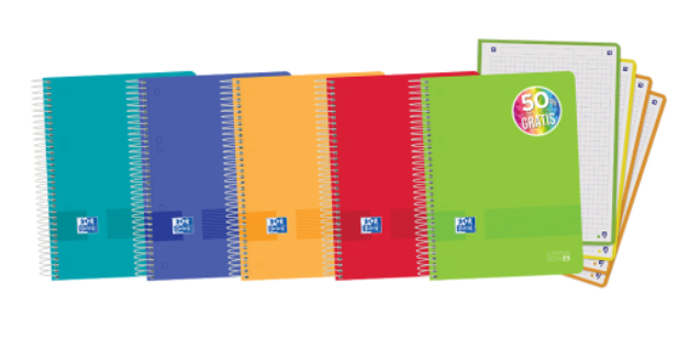 400149424 cuaderno y block A5 120 hojas Color aguamarina, Azul, Verde, Naranja, Rojo