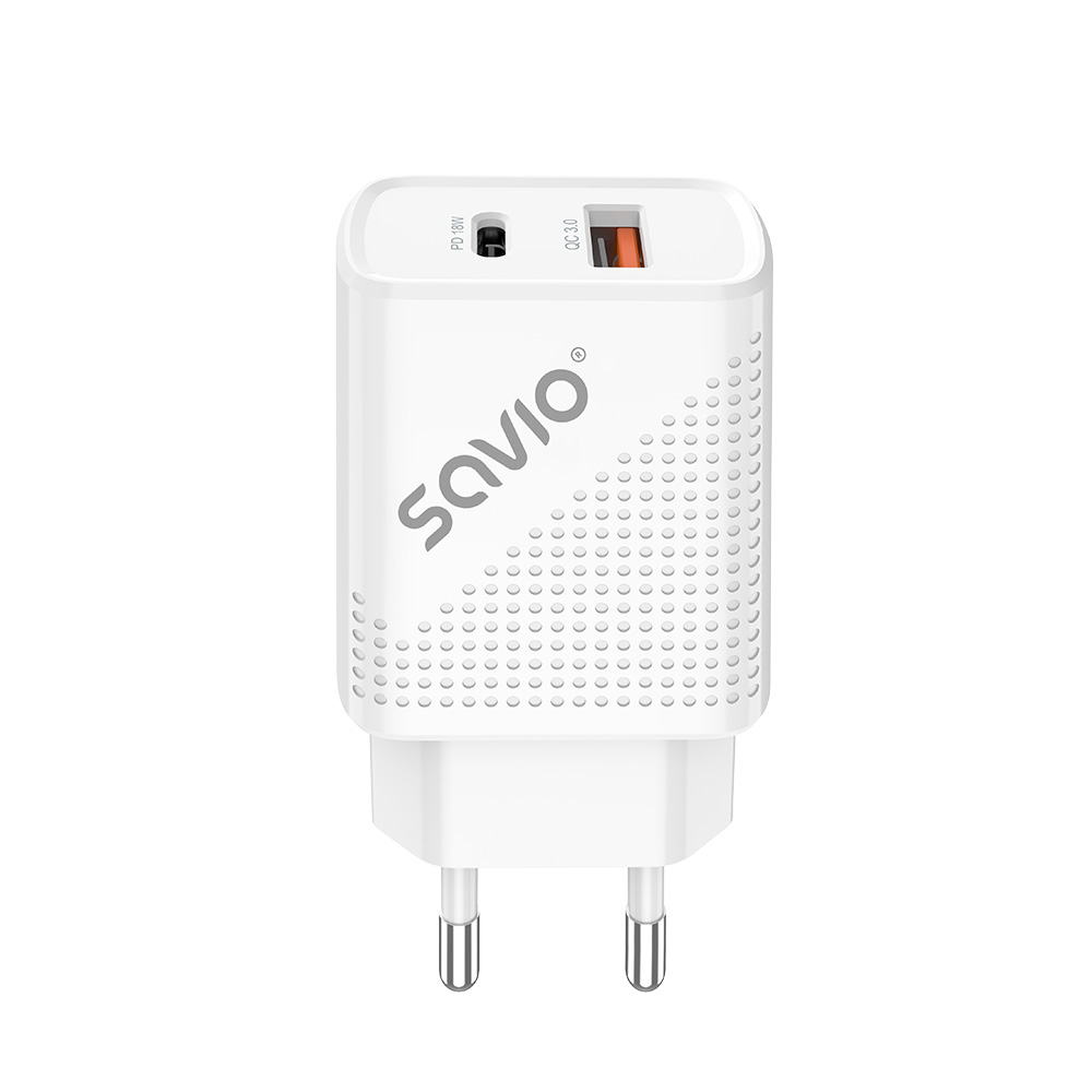 LA-04 USB Type A & Type C Quick Charge Power Delivery 3.0 Indoor Smartphone, Tableta Blanco Carga rápida Interior